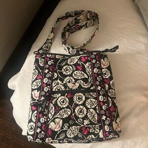 Vera Bradley Disney Mickey Black and Pink Floral Crossbody Bag